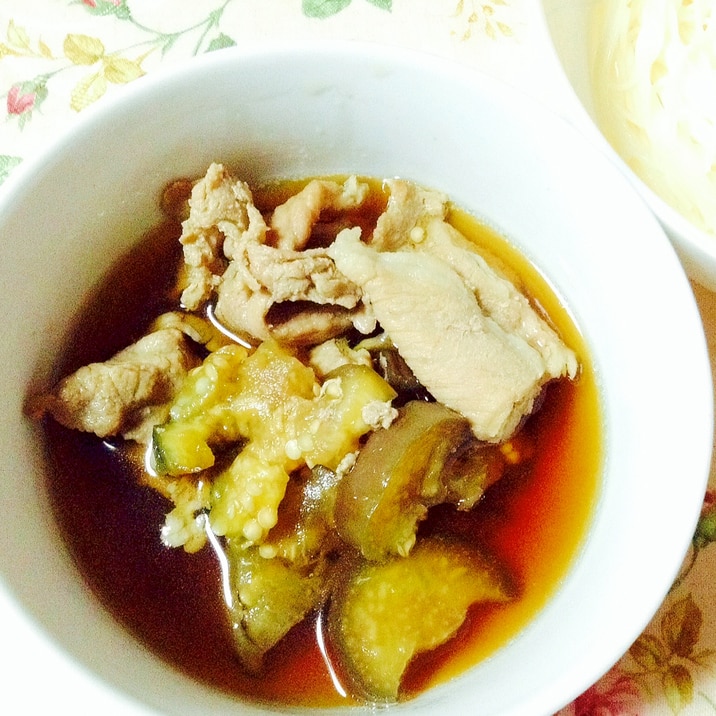 温かいつけ汁で♡豚肉と茄子の素麺